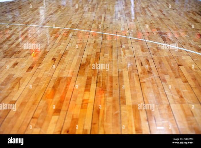 Lantai lapangan basket terbuat dari