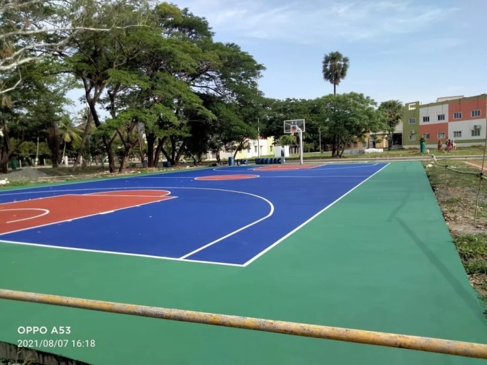 Polyurethane Basketball Court Flooring Service at Rs 250/sq ft in Mumbai Jasa lantai lapangan basket