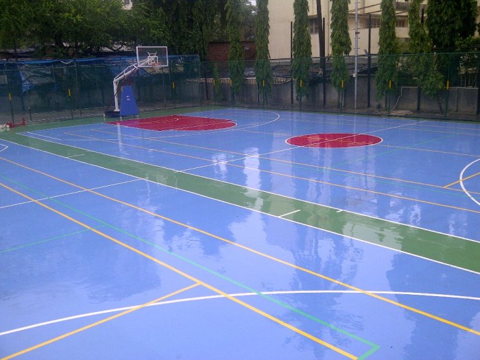 Blue Outdoor Polyurethane Basketball Court Flooring, For Sports, Rs 160 ...