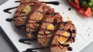 Meat Dish Boiled Eggs Fresh Vegetables